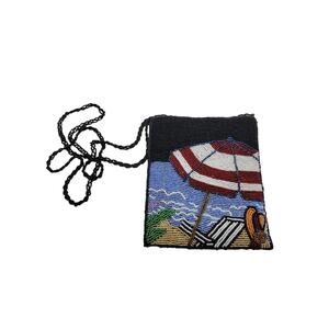 ERMO Beaded Handbag Purse Beach Scene